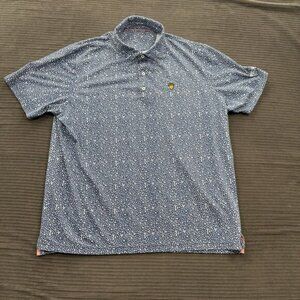 Johnnie-O Polo Shirt Men 2XL Blue Floral Print Cotton Golf Golfing Preppy.